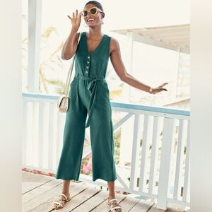Boden Bryony Jersey Jumpsuit In Green Size 4R